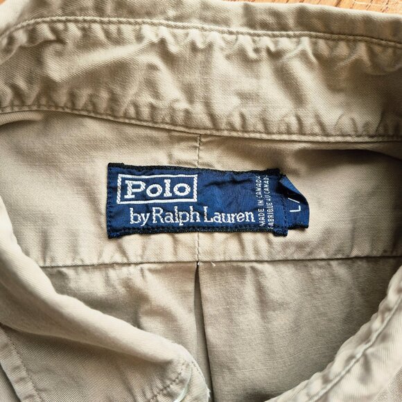 Polo Ralph Lauren Cotton Button Up Green Horse Logo Made in Canada XL - Picture 3 of 11